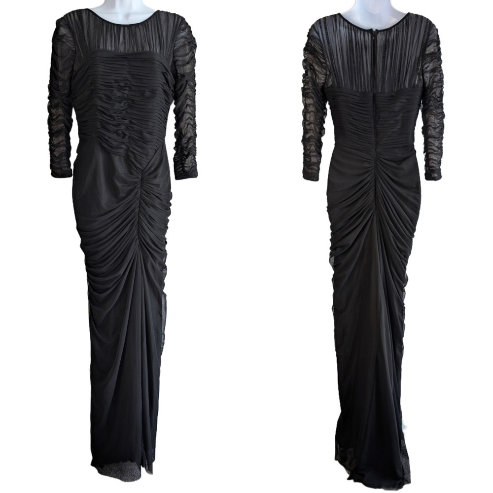 JS Collections‎ Women's Size 6 Black Goth Glam Mesh Stretch Maxi Dress